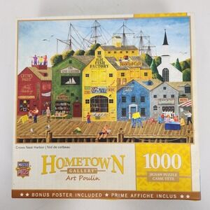 NIB MasterPieces Hometown Gallery Puzzle "Crows Nest Harbor" 1000 Pc Damaged Box